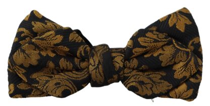 Dolce & Gabbana - Elegant Black Gold Floral Silk Bow Tie