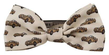 Dolce & Gabbana - Elegant Car Print Silk Bow Tie