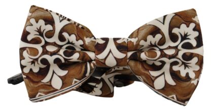 Dolce & Gabbana - Elegant White Patterned Silk Bow Tie