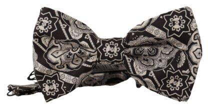 Dolce & Gabbana - Elegant Silk Bow Tie in Black Fantasy Pattern