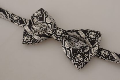 Dolce & Gabbana - Elegant Silk Bow Tie in Black Fantasy Pattern