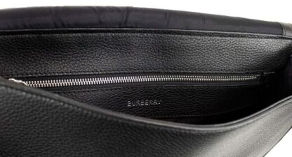 Burberry - Bruno Small Black Embossed Branded Pebble Leather Messenger Handbag