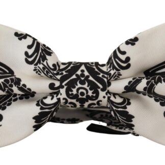 Dolce & Gabbana - Elegant White Fantasy Pattern Silk Bow Tie