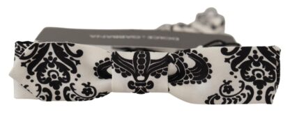 Dolce & Gabbana - Elegant White Fantasy Pattern Silk Bow Tie