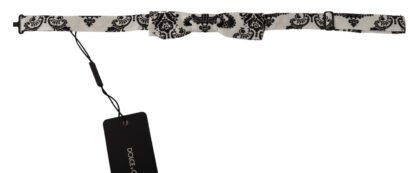 Dolce & Gabbana - Elegant White Fantasy Pattern Silk Bow Tie