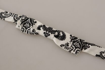 Dolce & Gabbana - Elegant White Fantasy Pattern Silk Bow Tie