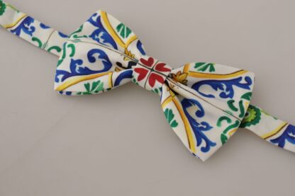 Dolce & Gabbana - Elegant Majolica Print Silk Bow Tie