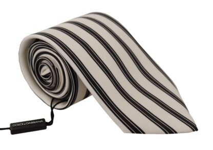 Dolce & Gabbana - Elegant Black and White Silk Tie