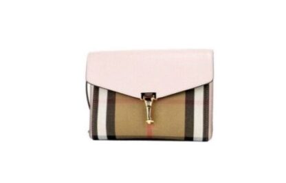 Burberry - Macken Small Pale Orchid House Check Derby Leather Crossbody Bag Purse