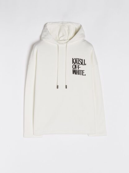 Off-White - Elegant White Cotton Hooded Sweatshirt