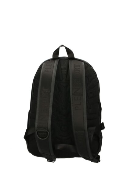 Plein Sport - Sleek Black Designer Backpack with Metal Logo