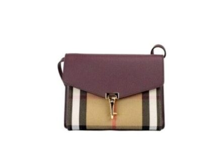 Burberry - Macken Small Mahogany Red House Check Derby Leather Crossbody Bag Purse