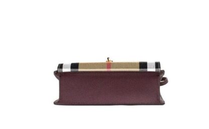 Burberry - Macken Small Mahogany Red House Check Derby Leather Crossbody Bag Purse