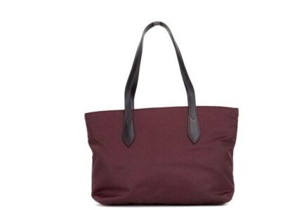 Burberry - Small Burgundy Logo Branded Econyl Nylon Tote Shoulder Handbag Purse