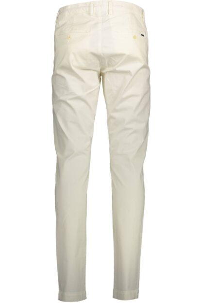 Gant - White Cotton Men Slim Trouser