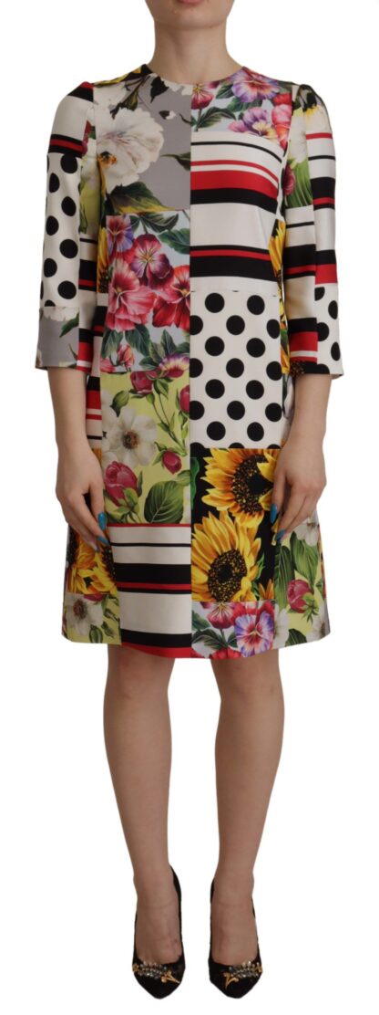 Dolce & Gabbana - Multicolor Patchwork Charmeuse Sheath Dress