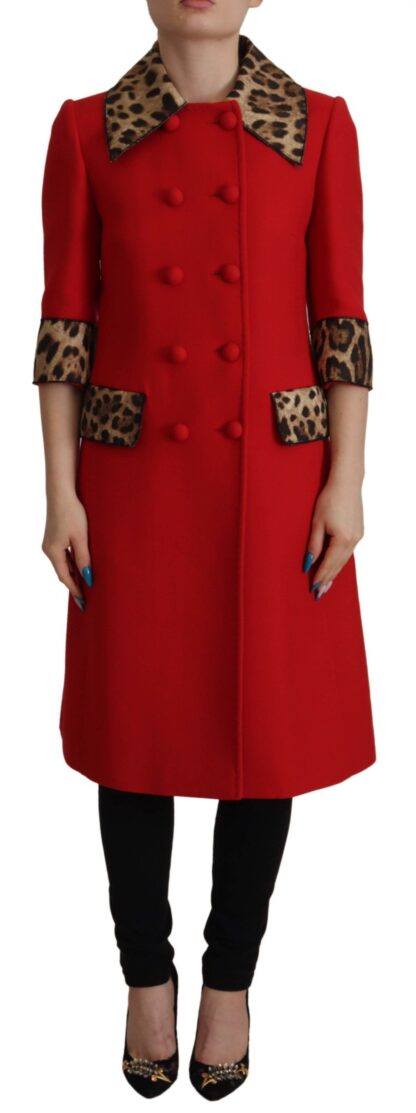 Dolce & Gabbana - Elegant Red Leopard Trench Coat