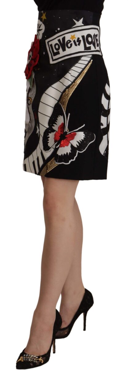 Dolce & Gabbana - High-Waist A-Line Embellished Black Skirt