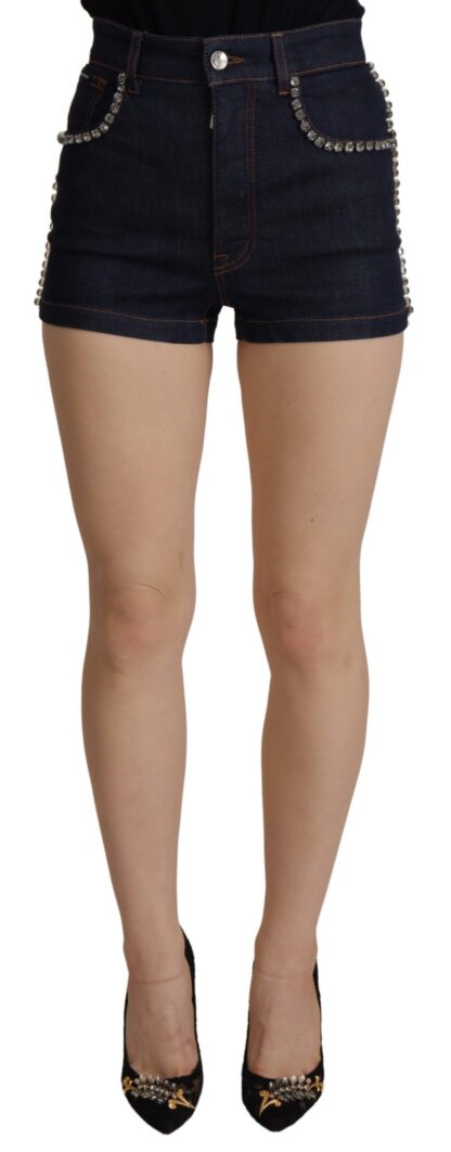 Dolce & Gabbana - Chic High Waist Hot Pants Shorts with Crystal Detailing