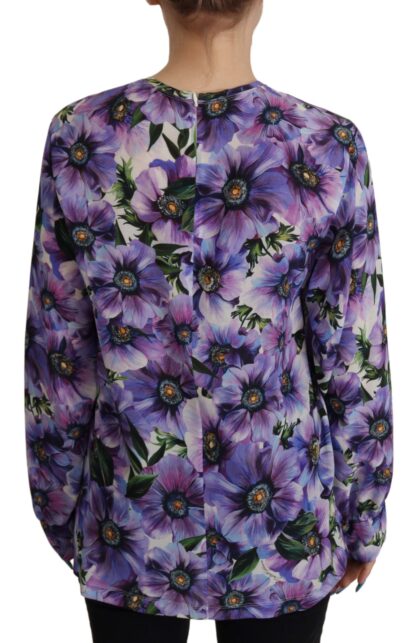 Dolce & Gabbana - Elegant Floral Silk Long Sleeve Blouse