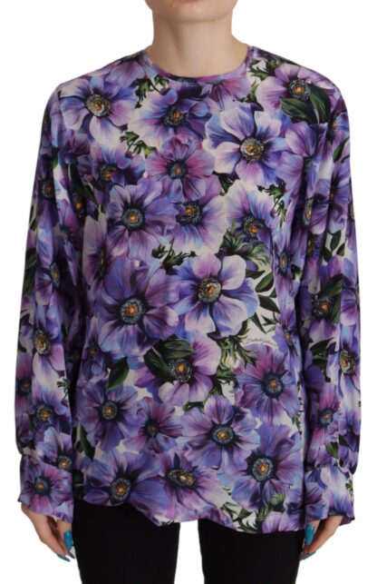 Dolce & Gabbana - Elegant Floral Silk Long Sleeve Blouse