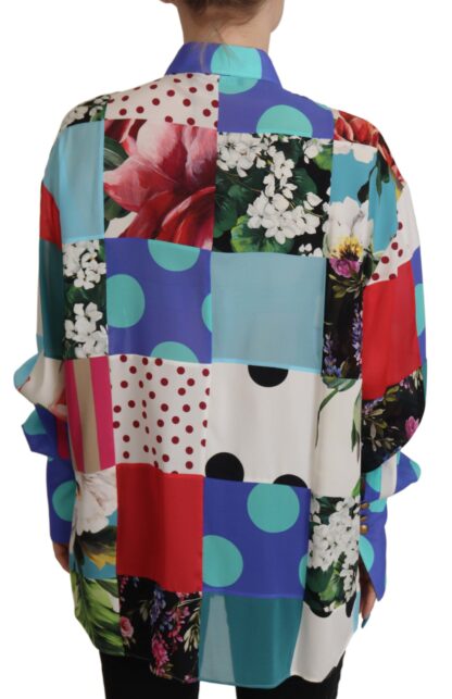 Dolce & Gabbana - Elegant Multicolor Silk Floral Polka Dot Blouse