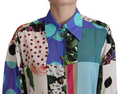 Dolce & Gabbana - Elegant Multicolor Silk Floral Polka Dot Blouse