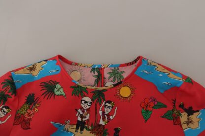 Dolce & Gabbana - Red Multicolor Beach Motif Cotton T-Shirt