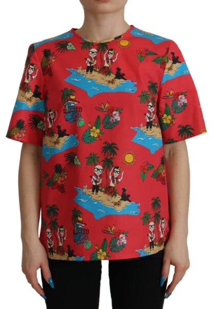 Dolce & Gabbana - Red Multicolor Beach Motif Cotton T-Shirt