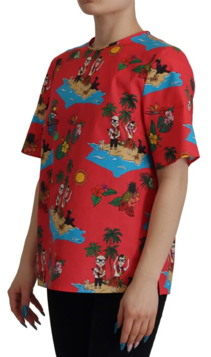 Dolce & Gabbana - Red Multicolor Beach Motif Cotton T-Shirt