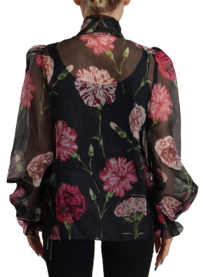 Dolce & Gabbana - Elegant Floral Silk Scarf Neck Blouse