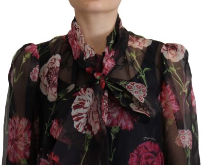 Dolce & Gabbana - Elegant Floral Silk Scarf Neck Blouse