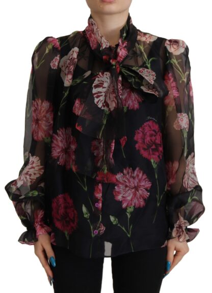 Dolce & Gabbana - Elegant Floral Silk Scarf Neck Blouse