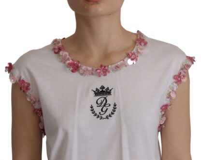 Dolce & Gabbana - Chic Sequined Crown Tank Top T-Shirt