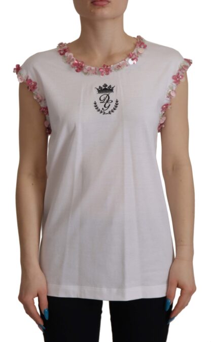 Dolce & Gabbana - Chic Sequined Crown Tank Top T-Shirt