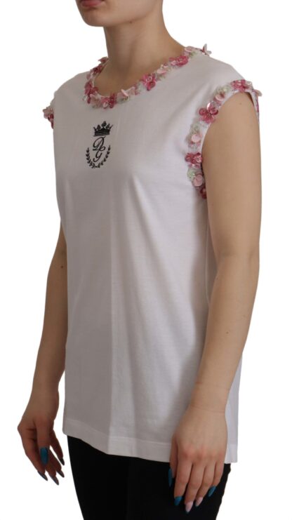 Dolce & Gabbana - Chic Sequined Crown Tank Top T-Shirt