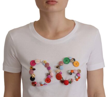 Dolce & Gabbana - Elegant Short Sleeve Cotton Top with DG Button Detail