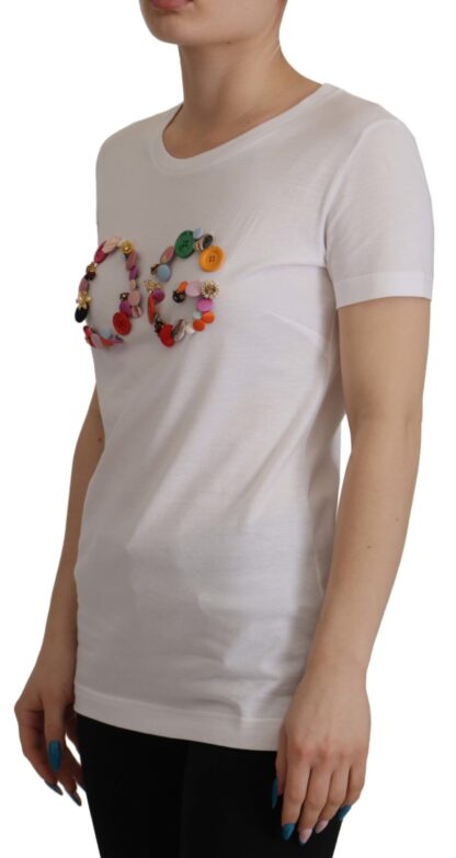 Dolce & Gabbana - Elegant Short Sleeve Cotton Top with DG Button Detail