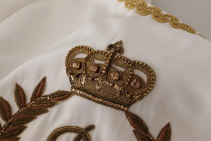 Dolce & Gabbana - Elegant Silk Blouse with Gold Crown Embroidery