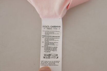 Dolce & Gabbana - Floral Henley Cotton Tee in Pink