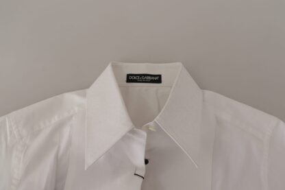 Dolce & Gabbana - Elegant Sleeveless Tuxedo Blouse with Crystal Buttons