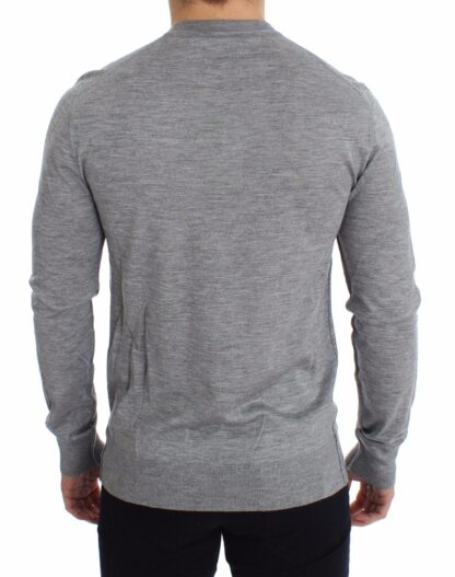 Dolce & Gabbana - Elegant Gray Silk-Cashmere V-Neck Sweater