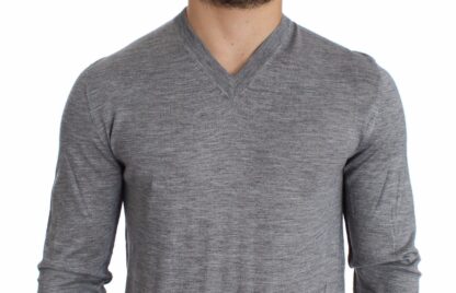 Dolce & Gabbana - Elegant Gray Silk-Cashmere V-Neck Sweater