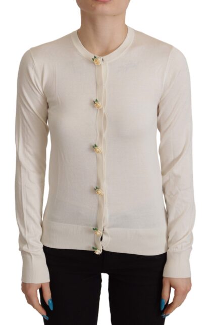 Dolce & Gabbana - Elegant Off-White Silk Cardigan