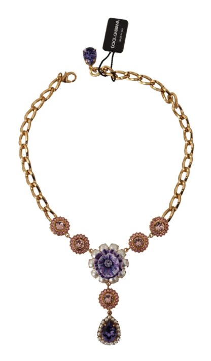 Dolce & Gabbana - Elegant Floral Crystal Statement Necklace