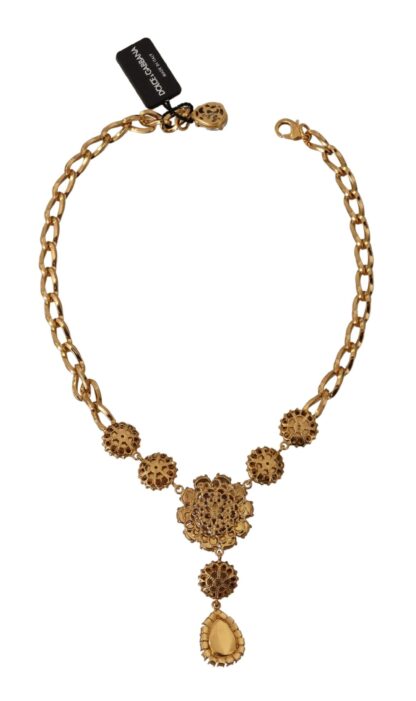 Dolce & Gabbana - Elegant Floral Crystal Statement Necklace