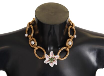 Dolce & Gabbana - Elegant Gold Lilly Flower Pendant Necklace