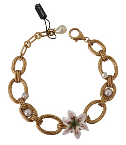 Dolce & Gabbana - Elegant Gold Lilly Flower Pendant Necklace