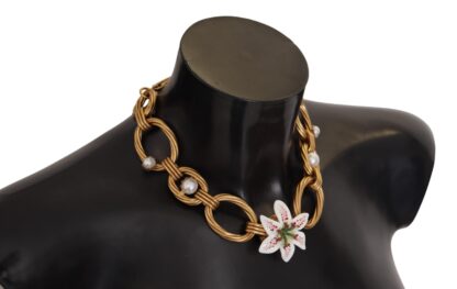 Dolce & Gabbana - Elegant Gold Lilly Flower Pendant Necklace