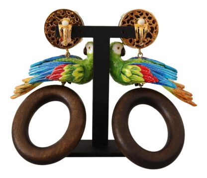 Dolce & Gabbana - Chic Parrot Embellished Hoop Earrings